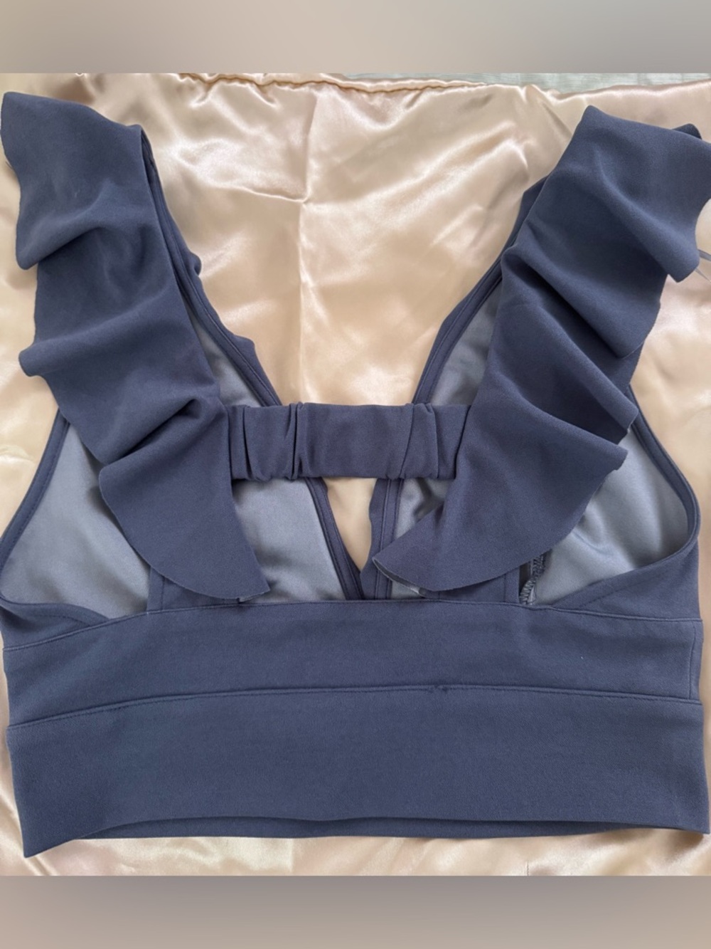 Ruffled V-Neck Crop Top - - Picture 3 of 6